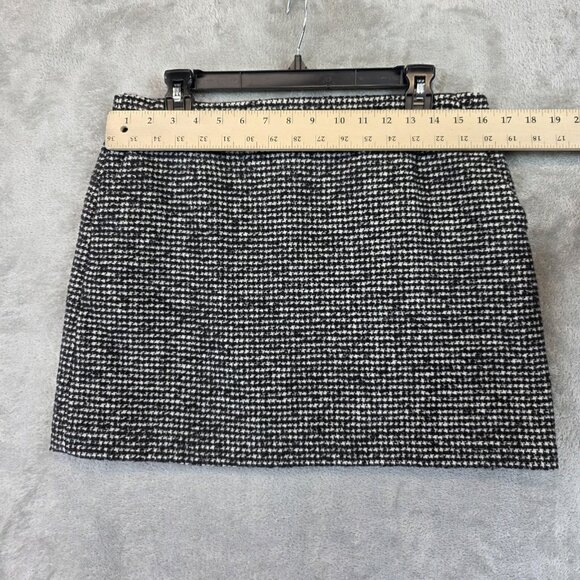 Uniqlo Skirt Womens 10 Black White Tweed Wool Blend Boucle Mini Lined Zip Back - Picture 2 of 8